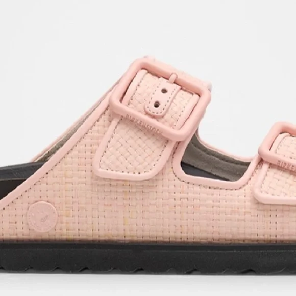 1774 BIRKENSTOCK Arizona Raffia Luxe Slide Sandal Chintz Rose Pink New NWT - Picture 4 of 17